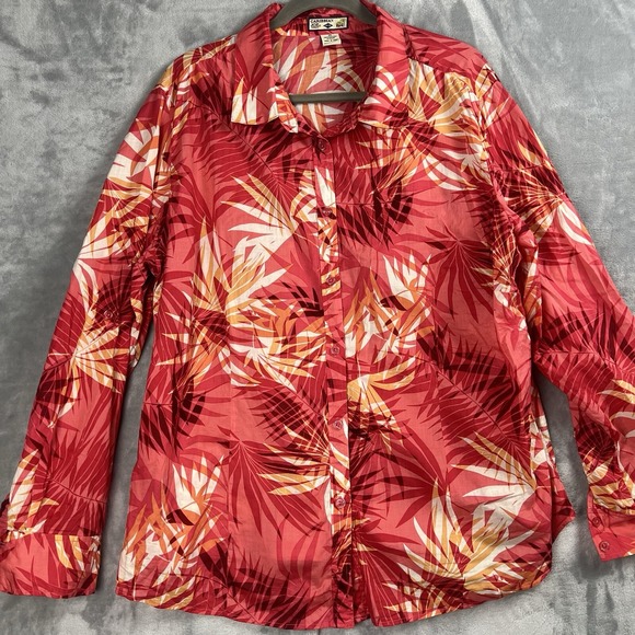 Caribbean  Joe Women  Shirt Womens 2X Tropical Floral Hawaiian 100% Cotton - Picture 3 of 11